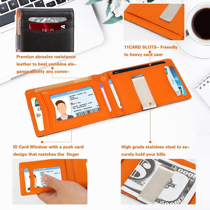 RFID Leather Men's Wallet Slim Compact Card Holder