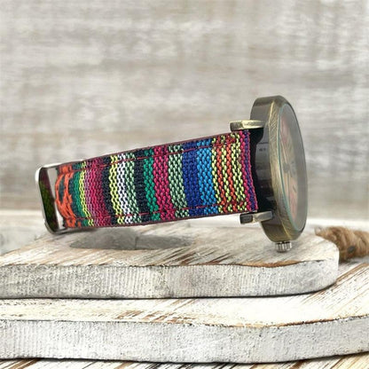 Rainbow Braided Leather Strap Wrist Watch