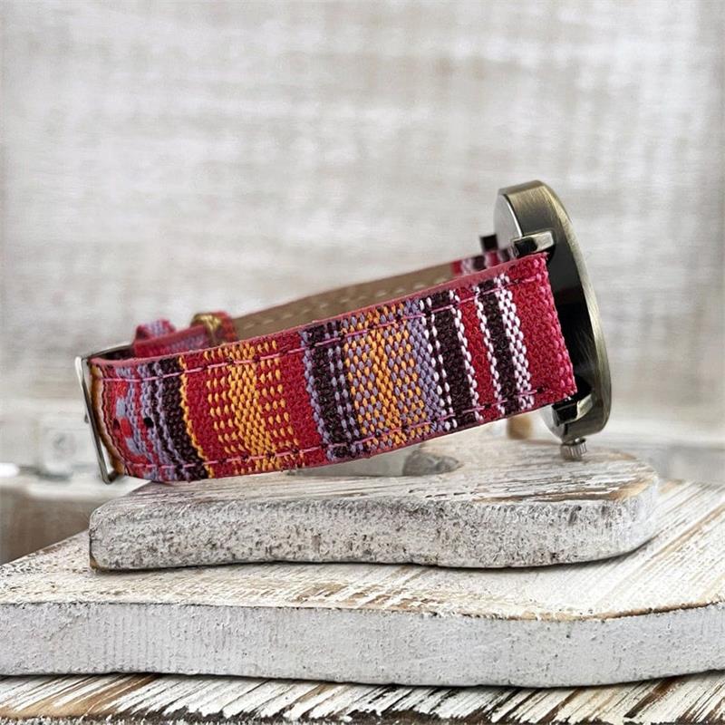 Rainbow Braided Leather Strap Wrist Watch