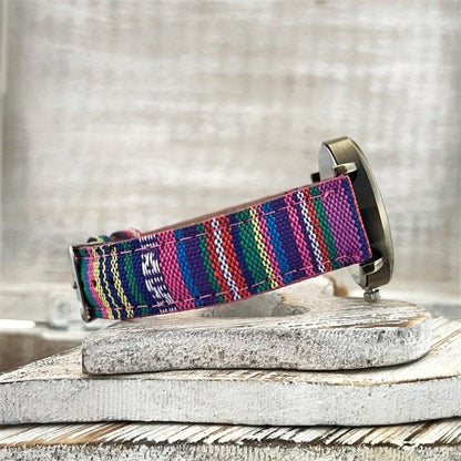 Rainbow Braided Leather Strap Wrist Watch