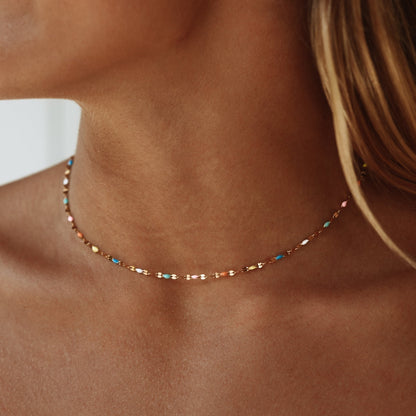 Rainbow Choker Necklace with Adjustable Fit and Colorful Beads