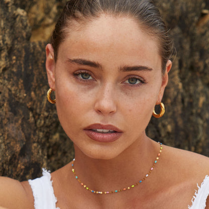 Rainbow Choker Necklace with Adjustable Fit and Colorful Beads