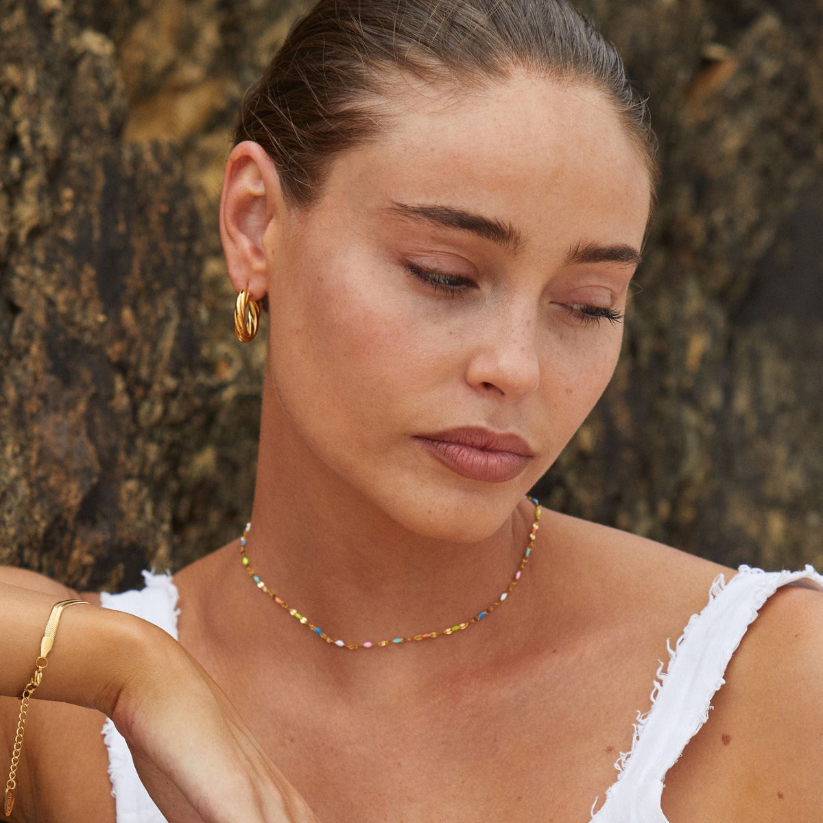 Rainbow Choker Necklace with Adjustable Fit and Colorful Beads