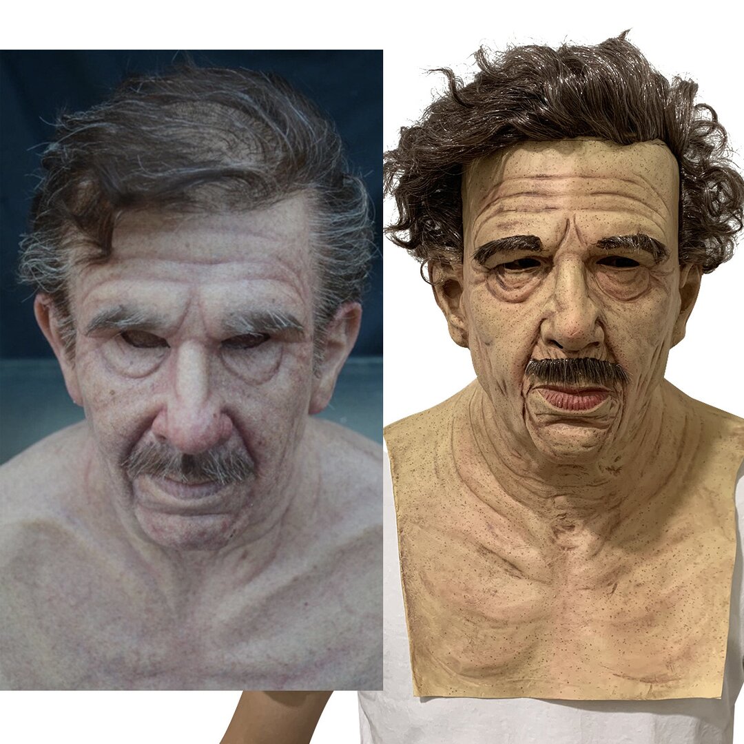 Realistic Old Man Halloween Mask Latex Creepy Full Face Costume Mask Movable Mouth Cosplay Party Prop