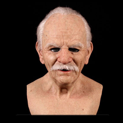 Realistic Old Man Halloween Mask Latex Creepy Full Face Costume Mask Movable Mouth Cosplay Party Prop