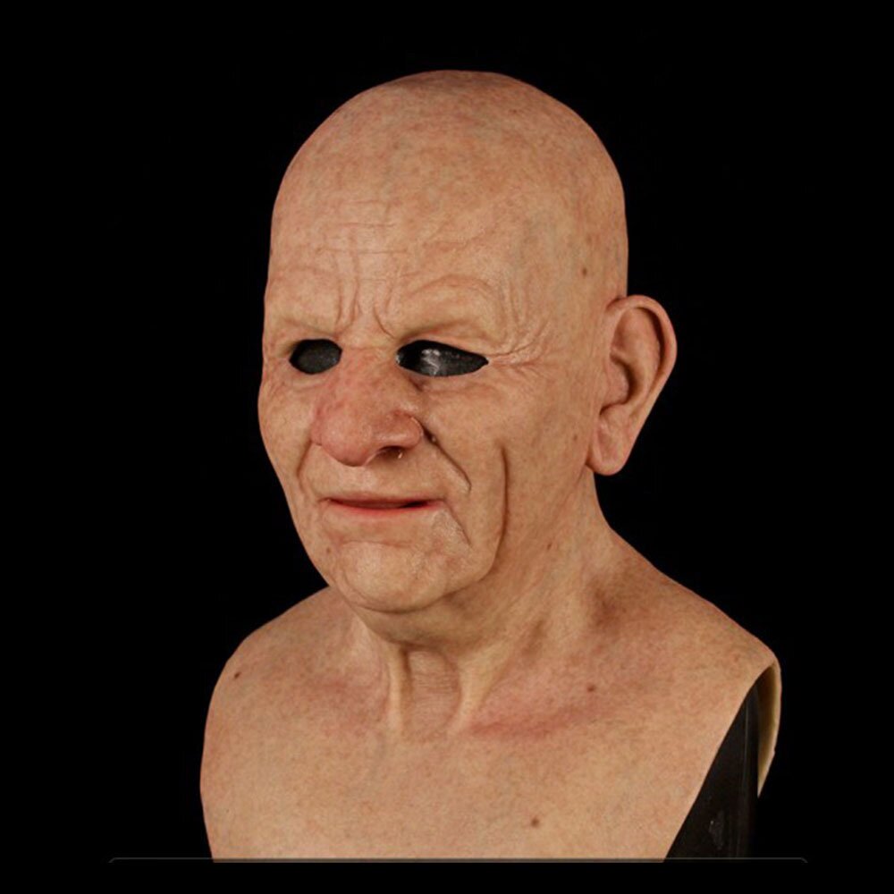 Realistic Old Man Halloween Mask Latex Creepy Full Face Costume Mask Movable Mouth Cosplay Party Prop