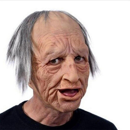 Realistic Old Man Halloween Mask Latex Creepy Full Face Costume Mask Movable Mouth Cosplay Party Prop