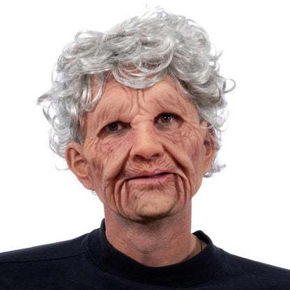 Realistic Old Man Halloween Mask Latex Creepy Full Face Costume Mask Movable Mouth Cosplay Party Prop