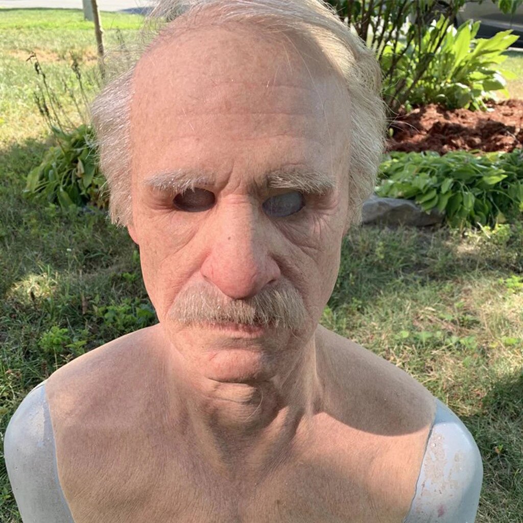 Realistic Old Man Halloween Mask Latex Creepy Full Face Costume Mask Movable Mouth Cosplay Party Prop