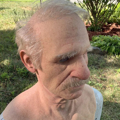 Realistic Old Man Halloween Mask Latex Creepy Full Face Costume Mask Movable Mouth Cosplay Party Prop