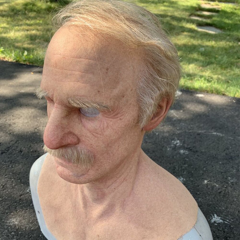 Realistic Old Man Halloween Mask Latex Creepy Full Face Costume Mask Movable Mouth Cosplay Party Prop