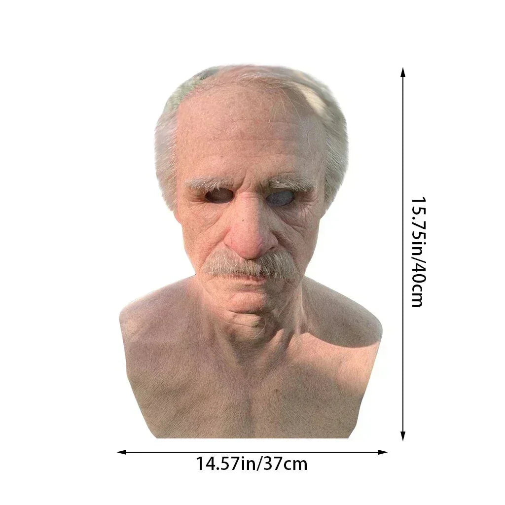 Realistic Old Man Halloween Mask Latex Creepy Full Face Costume Mask Movable Mouth Cosplay Party Prop