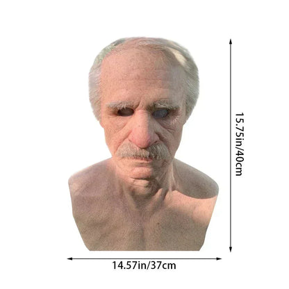 Realistic Old Man Halloween Mask Latex Creepy Full Face Costume Mask Movable Mouth Cosplay Party Prop