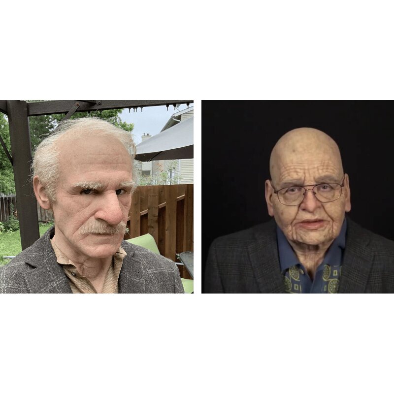 Realistic Old Man Halloween Mask Latex Creepy Full Face Costume Mask Movable Mouth Cosplay Party Prop