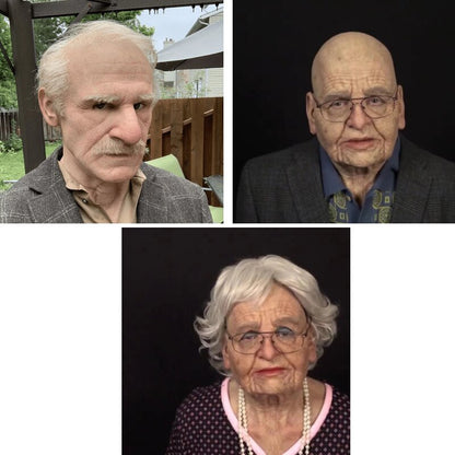 Realistic Old Man Halloween Mask Latex Creepy Full Face Costume Mask Movable Mouth Cosplay Party Prop