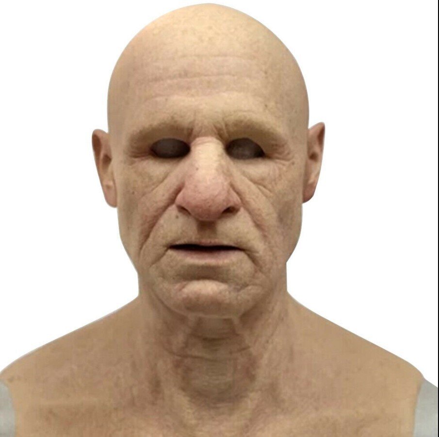 Realistic Old Man Halloween Mask Latex Creepy Full Face Costume Mask Movable Mouth Cosplay Party Prop