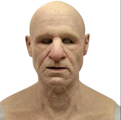 Realistic Old Man Halloween Mask Latex Creepy Full Face Costume Mask Movable Mouth Cosplay Party Prop