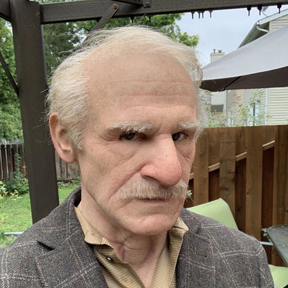 Realistic Old Man Halloween Mask Latex Creepy Full Face Costume Mask Movable Mouth Cosplay Party Prop
