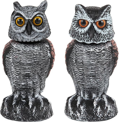 Realistic Rotating Owl Decoy Bird Repellent 2 Pack