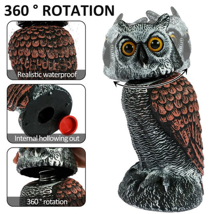Realistic Rotating Owl Decoy Bird Repellent 2 Pack
