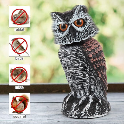 Realistic Rotating Owl Decoy Bird Repellent 2 Pack
