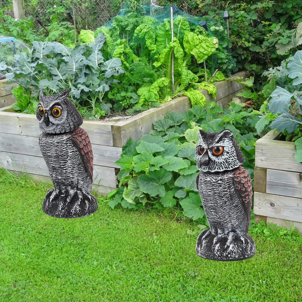 Realistic Rotating Owl Decoy Bird Repellent 2 Pack