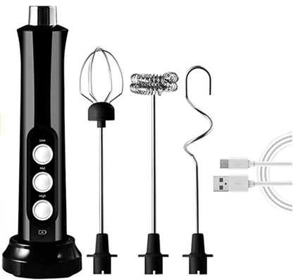 Rechargeable 3 in 1 Electric Milk Frother and Drink Mixer