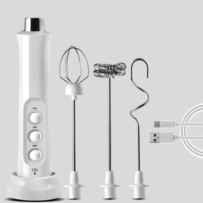 Rechargeable 3 in 1 Electric Milk Frother and Drink Mixer