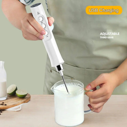 Rechargeable 3 in 1 Electric Milk Frother and Drink Mixer