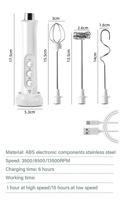 Rechargeable 3 in 1 Electric Milk Frother and Drink Mixer
