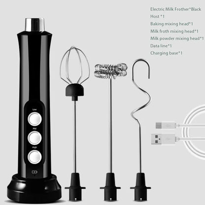 Rechargeable 3 in 1 Electric Milk Frother and Drink Mixer