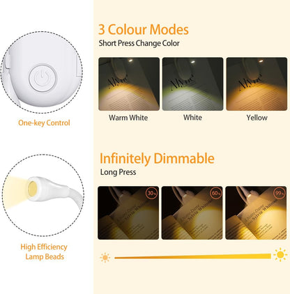 Rechargeable Clip On LED Book Light with 360° Adjustable Clip