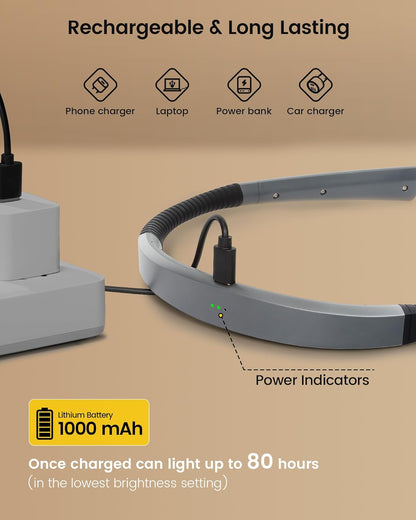 Rechargeable LED Neck Reading Light with Adjustable Brightness