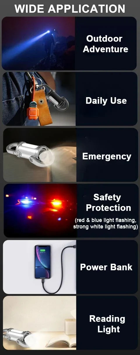 Rechargeable Multi Function Keychain Flashlight