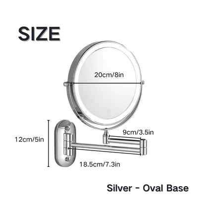 Rechargeable Wall Mounted LED Shaving Mirror 1X 10X Magnifying Mirror
