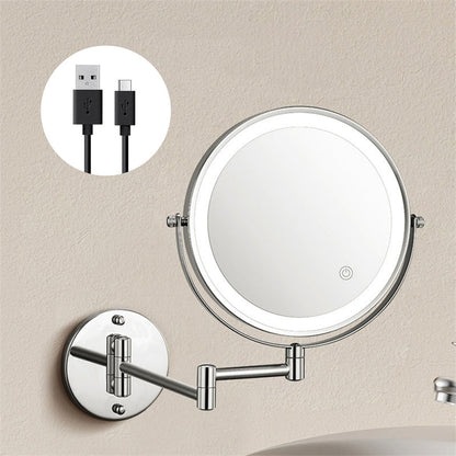 Rechargeable Wall Mounted LED Shaving Mirror 1X 10X Magnifying Mirror