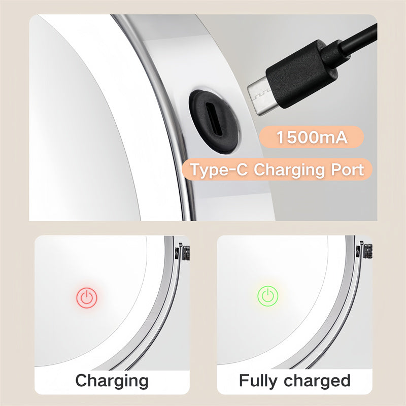 Rechargeable Wall Mounted LED Shaving Mirror 1X 10X Magnifying Mirror