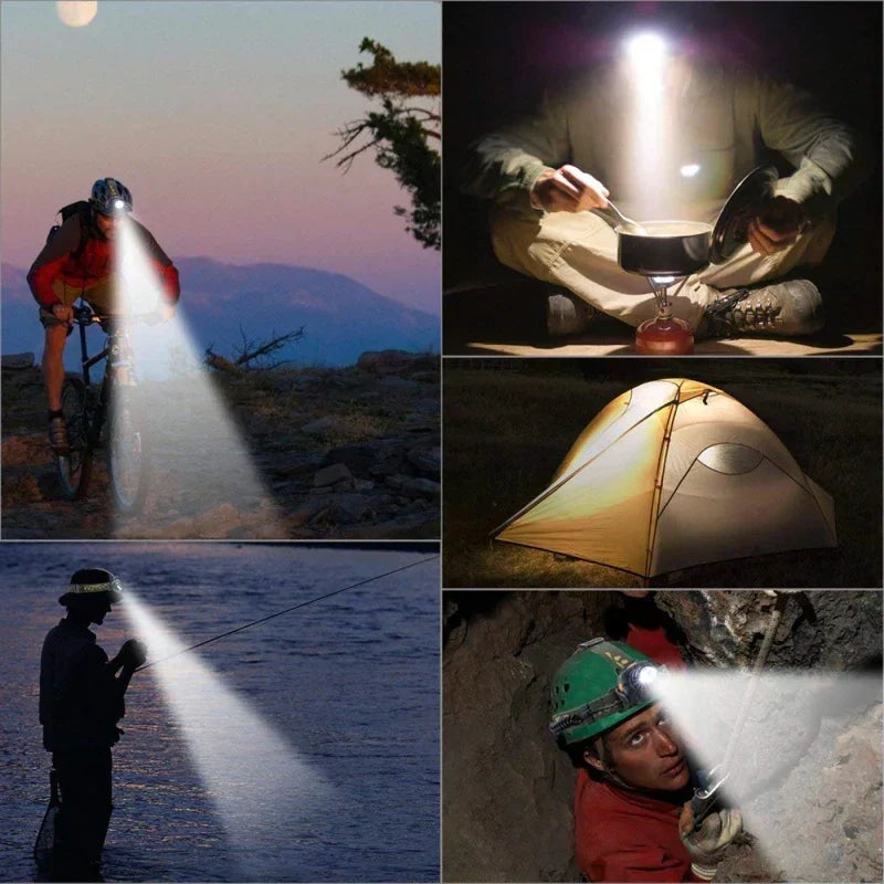 Rechargeable Waterproof LED Head Torch with Adjustable Zoom