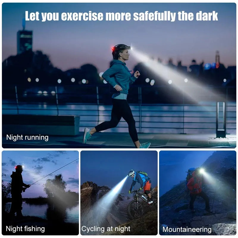 Rechargeable Waterproof LED Head Torch with Adjustable Zoom