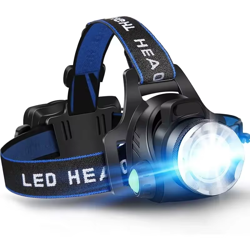 Rechargeable Waterproof LED Head Torch with Adjustable Zoom