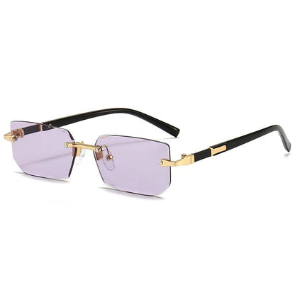 Rectangle Rimless UV400 Sunglasses Lightweight Unisex Design