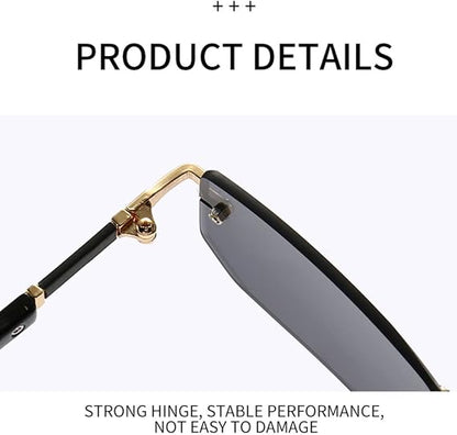 Rectangle Rimless UV400 Sunglasses Lightweight Unisex Design