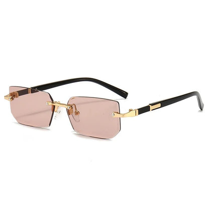 Rectangle Rimless UV400 Sunglasses Lightweight Unisex Design