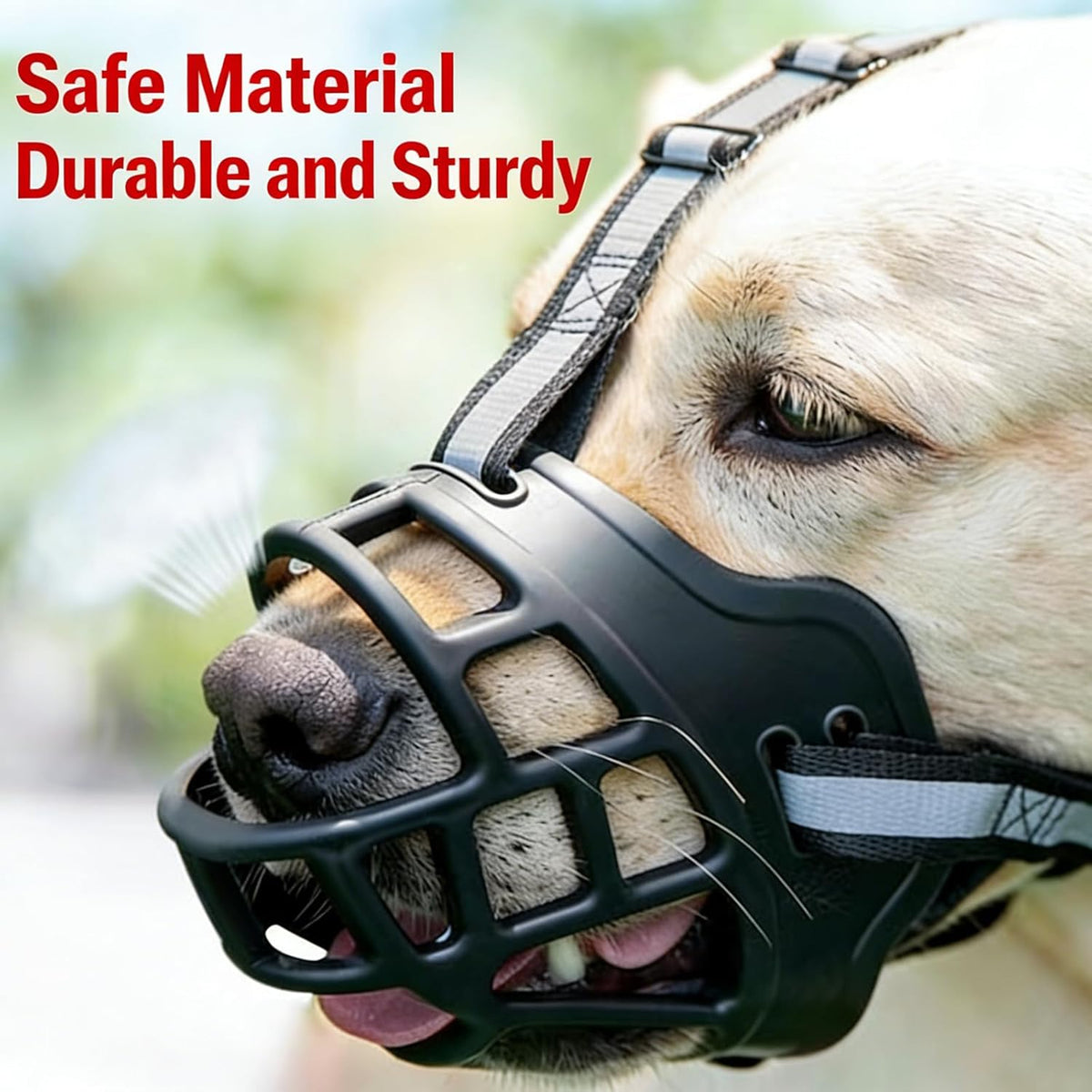 Reflective Breathable Dog Muzzle Adjustable Water Friendly Pet Muzzle