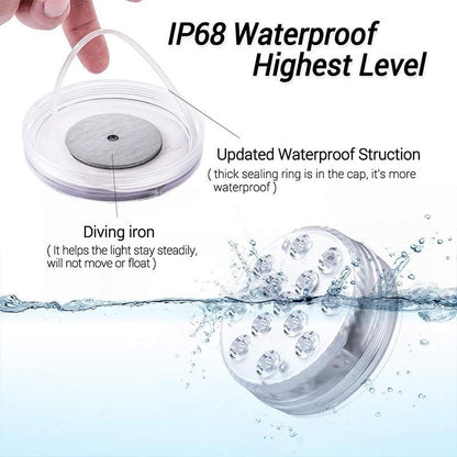 Remote Control Waterproof LED Pool Light with Magnetic Mount