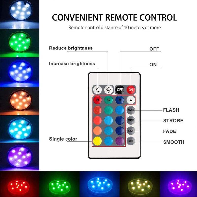 Remote Control Waterproof LED Pool Light with Magnetic Mount