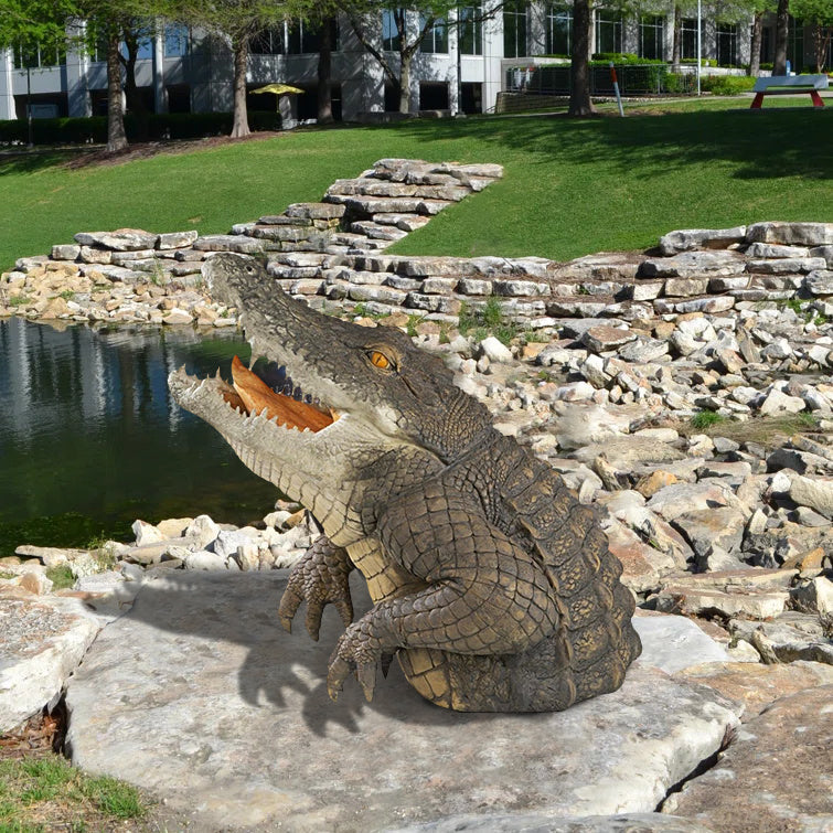 Resin Alligator Garden Statue Decorative Outdoor Pond Ornament
