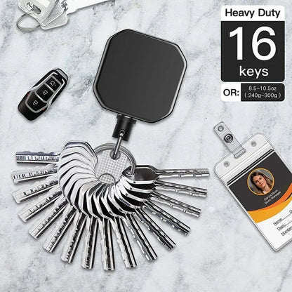 Retractable Metal Carabiner Keychain with Steel Wire Reel