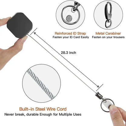 Retractable Metal Carabiner Keychain with Steel Wire Reel