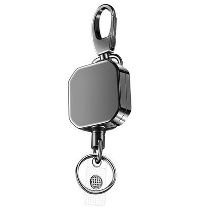 Retractable Metal Carabiner Keychain with Steel Wire Reel